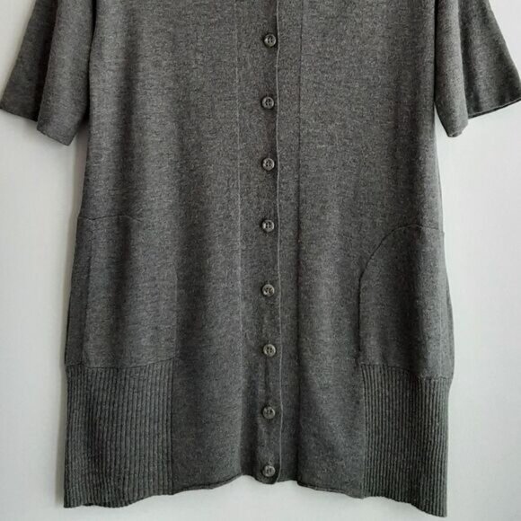 SPORTMAX CODE Short Sleeve Button Down Long Cardigan Grey Sz M - Picture 4 of 9